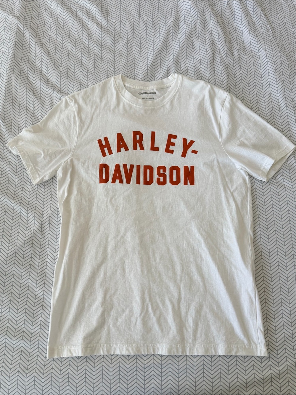 Harley-Davidson White Tee with Orange Block Logo